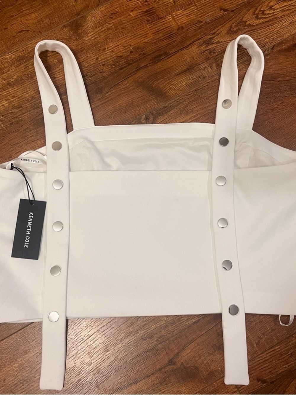 Kenneth Cole Cream Square Neck Crop Top with Wide Straps
